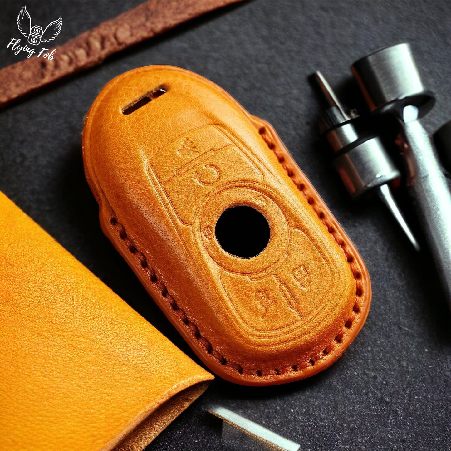 Handmade Genuine Leather Key Fob Case Cover for BUICK Enclave Encore Envision Envista LaCrosse Regal