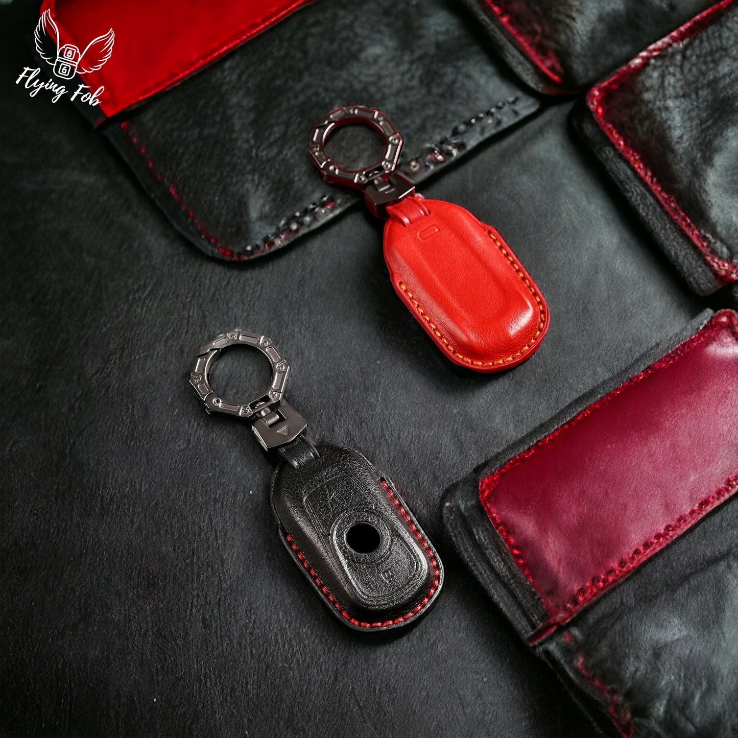 Handmade Genuine Leather Key Fob Case Cover for BUICK Enclave Encore Envision Envista LaCrosse Regal