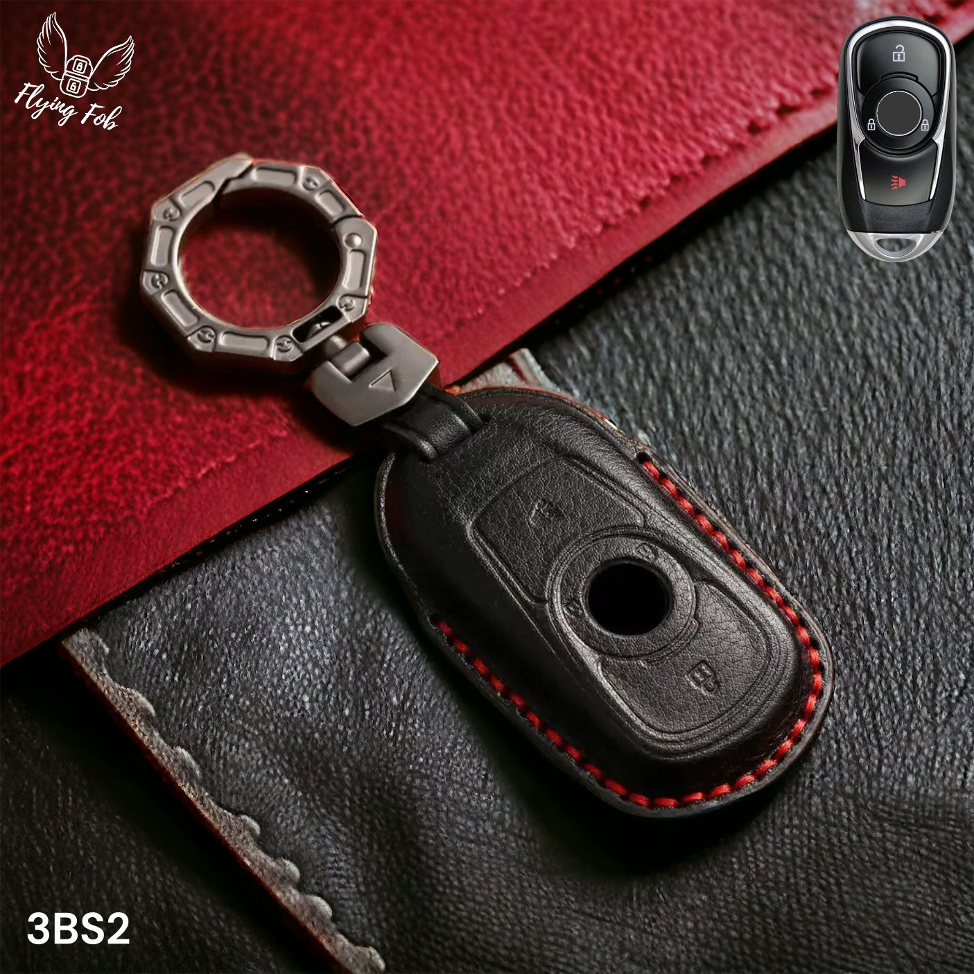 Handmade Genuine Leather Key Fob Case Cover for BUICK Enclave Encore Envision Envista LaCrosse Regal