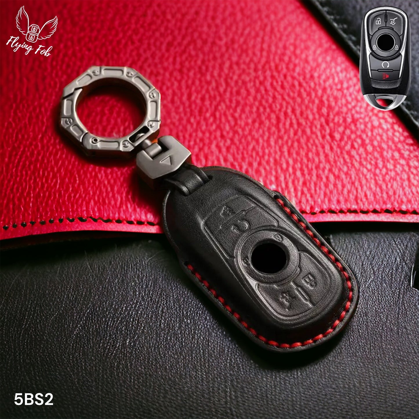 Handmade Genuine Leather Key Fob Case Cover for BUICK Enclave Encore Envision Envista LaCrosse Regal