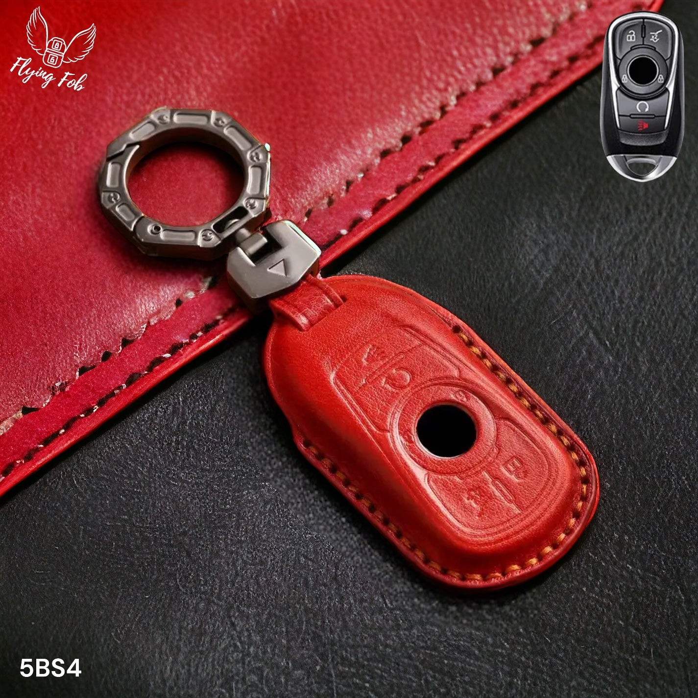 Handmade Genuine Leather Key Fob Case Cover for BUICK Enclave Encore Envision Envista LaCrosse Regal