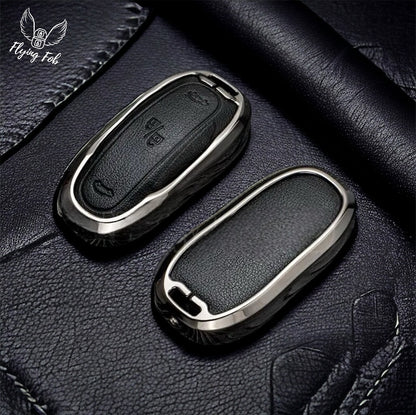 Luxury Genuine Leather Car Key Fob Case Cover Shell for TESLA Model X