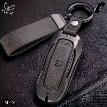 Luxury Genuine Leather Car Key Fob Case Cover Shell for TESLA Model 3 Model S Model Y Model X