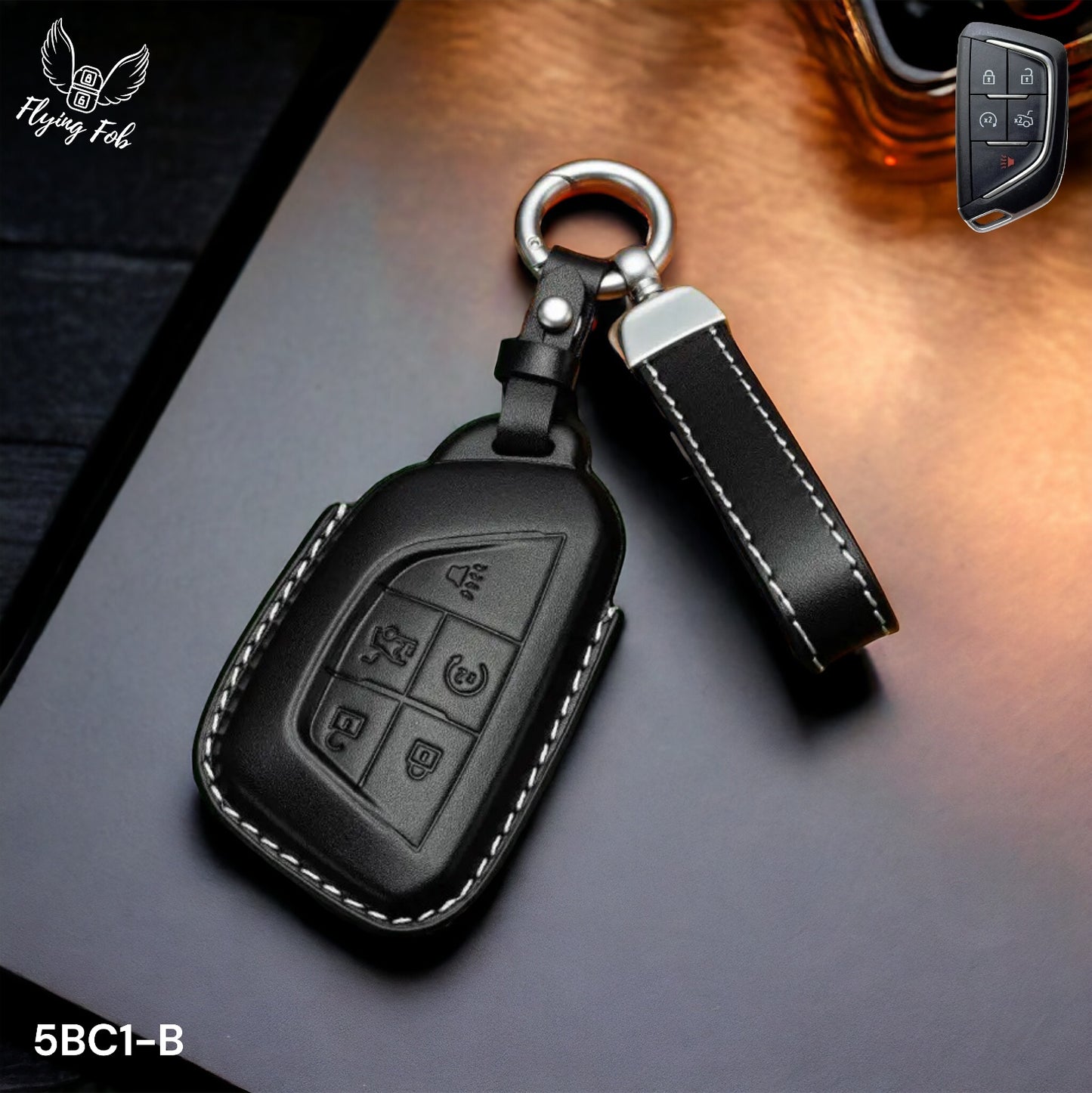 Premium Genuine Leather Car Key Fob Case Cover Shell for CADILLAC CT4 CT5 Escalade LYRIQ