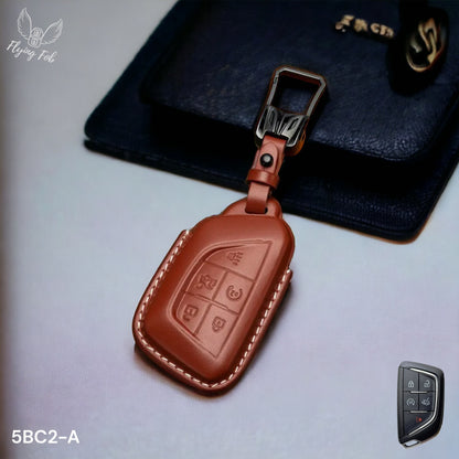 Premium Genuine Leather Car Key Fob Case Cover Shell for CADILLAC CT4 CT5 Escalade LYRIQ