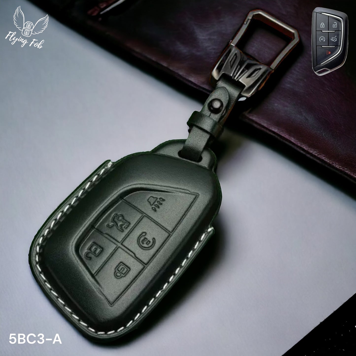 Premium Genuine Leather Car Key Fob Case Cover Shell for CADILLAC CT4 CT5 Escalade LYRIQ