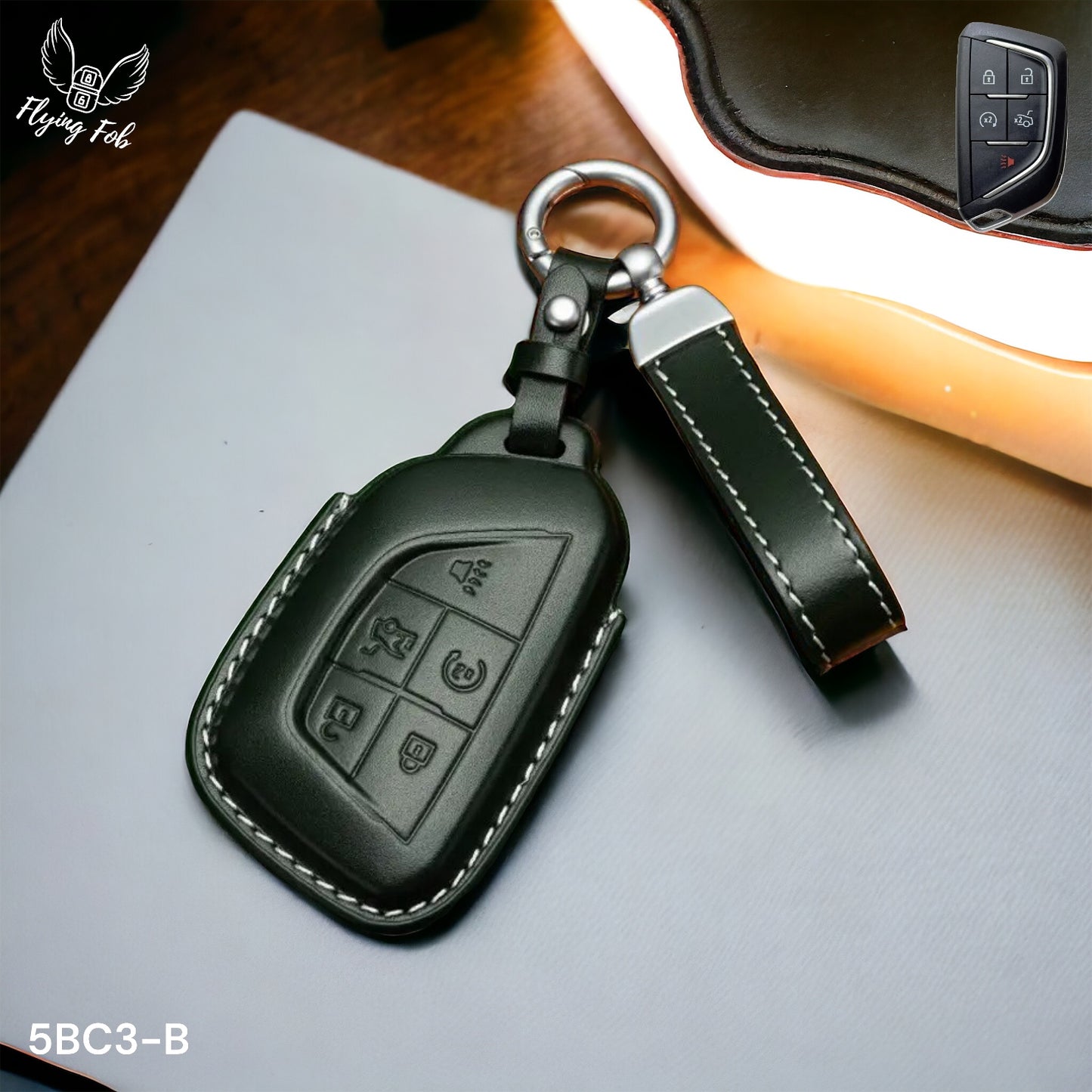 Premium Genuine Leather Car Key Fob Case Cover Shell for CADILLAC CT4 CT5 Escalade LYRIQ