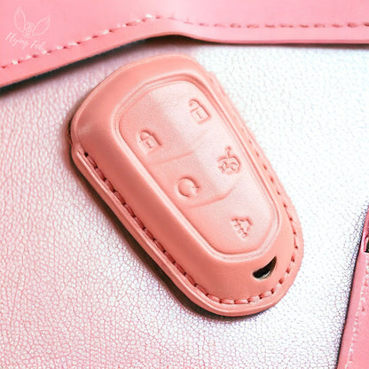 Premium Handmade Genuine Leather Car Key Fob Case Cover Shell for CADILLAC ATS CTS CT6 Escalade SRX XTS XT4 XT5 XT6