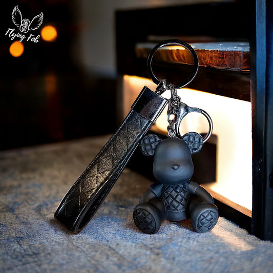 Luxury Bear Keychain w/ Genuine Leather Strap