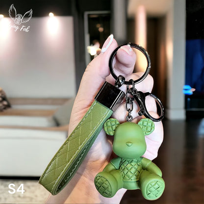 Luxury Bear Keychain w/ Genuine Leather Strap
