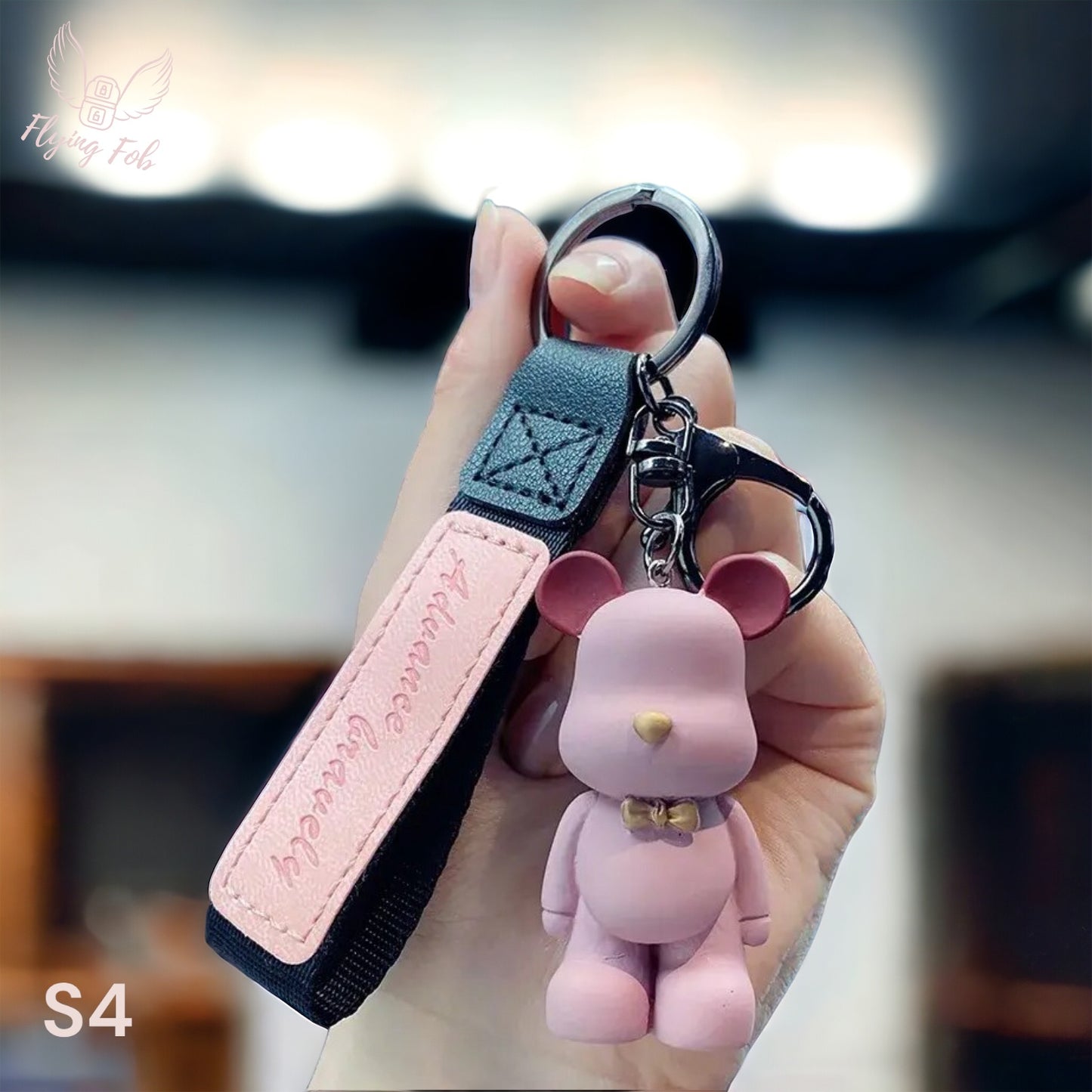 Resin Bear Keychain w/ Leather Strap