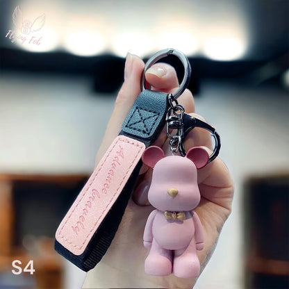 Resin Bear Keychain w/ Leather Strap